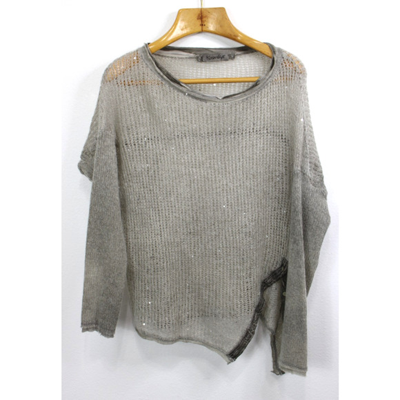 Kosmika Womens OS Sweater Pullover Open Knit Metallic Sparkle Mohair Blend Italy - Picture 7 of 11